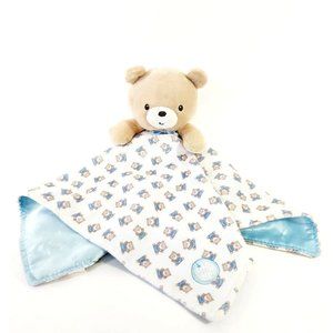 Little Me Tan Bear Lovey Plush 14.5" Teddy Print Soother Security Blanket